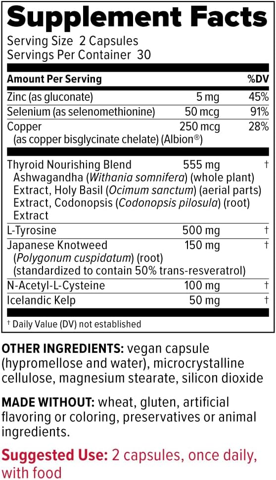 Redd Remedies Thyroid Strong Capsules - Promotes Healthy Thyroid Function & Balance (60 Vegan Capsules)