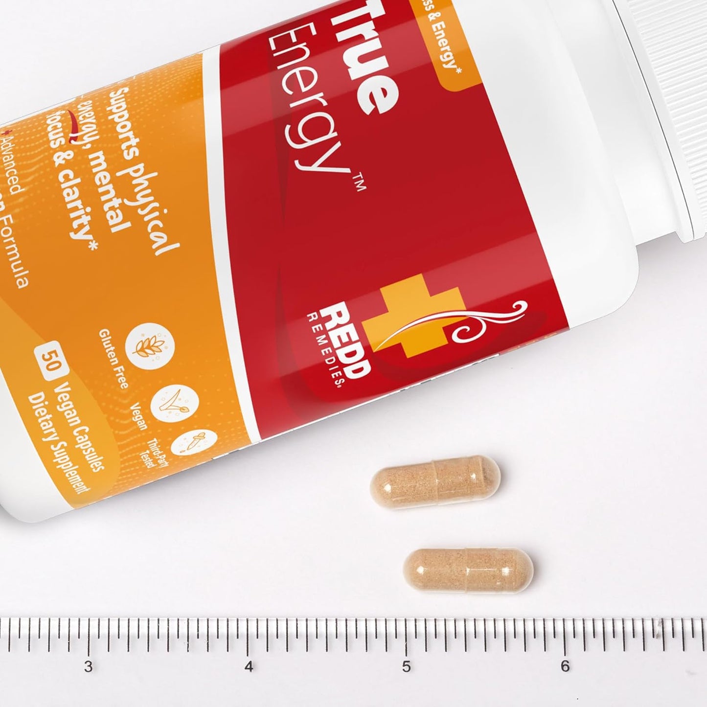 Redd Remedies True Energy Supplement - 50 Vegan Capsules for Energy Production and Stamina