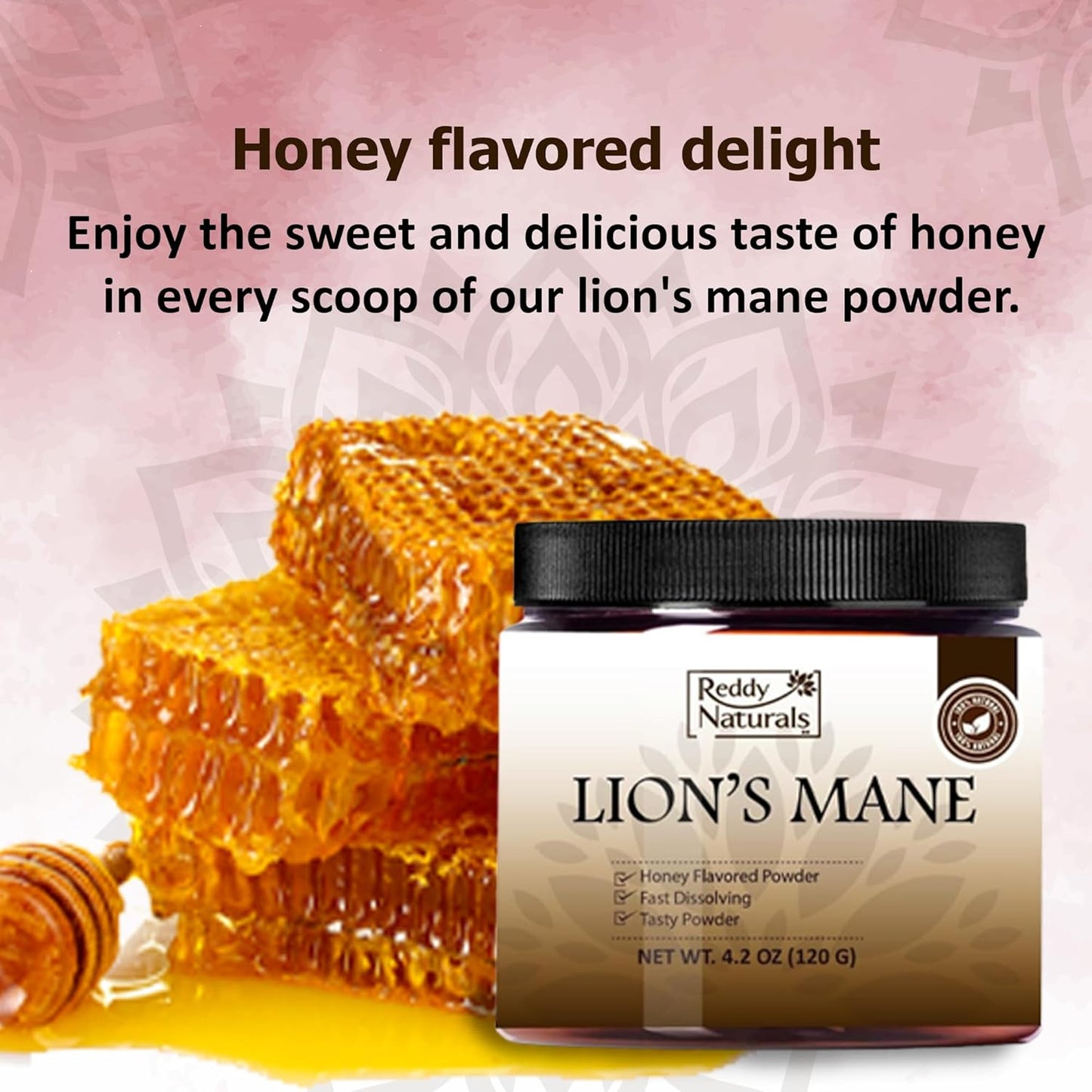 Reddy Naturals Aryana Lion’s Mane Powder with Beta Glucan & Acacia Gum - Cognitive and Immune Support - Sugar-Free Orange - 30 Servings