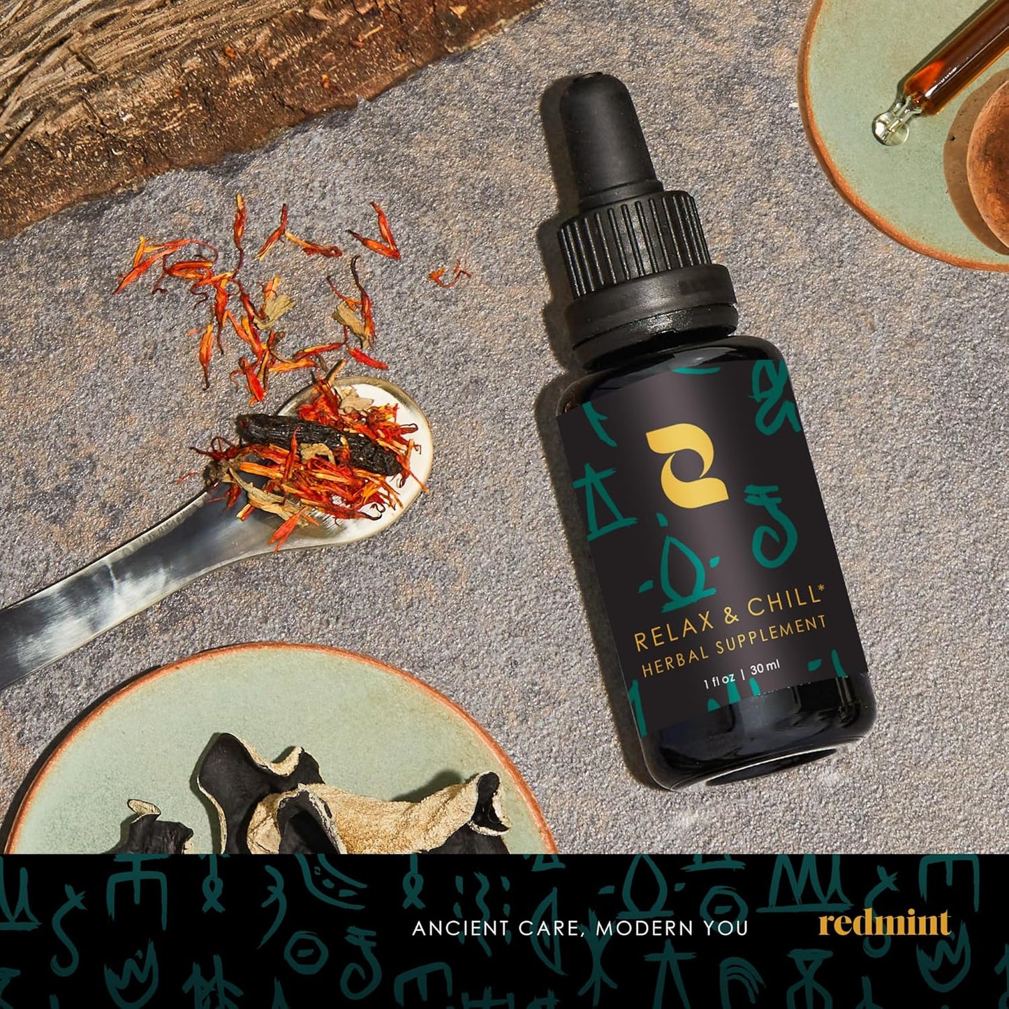 Redmint Relax & Chill Herbal Tincture - Natural Mood Support Supplement - Promotes Calmness - 30 ml