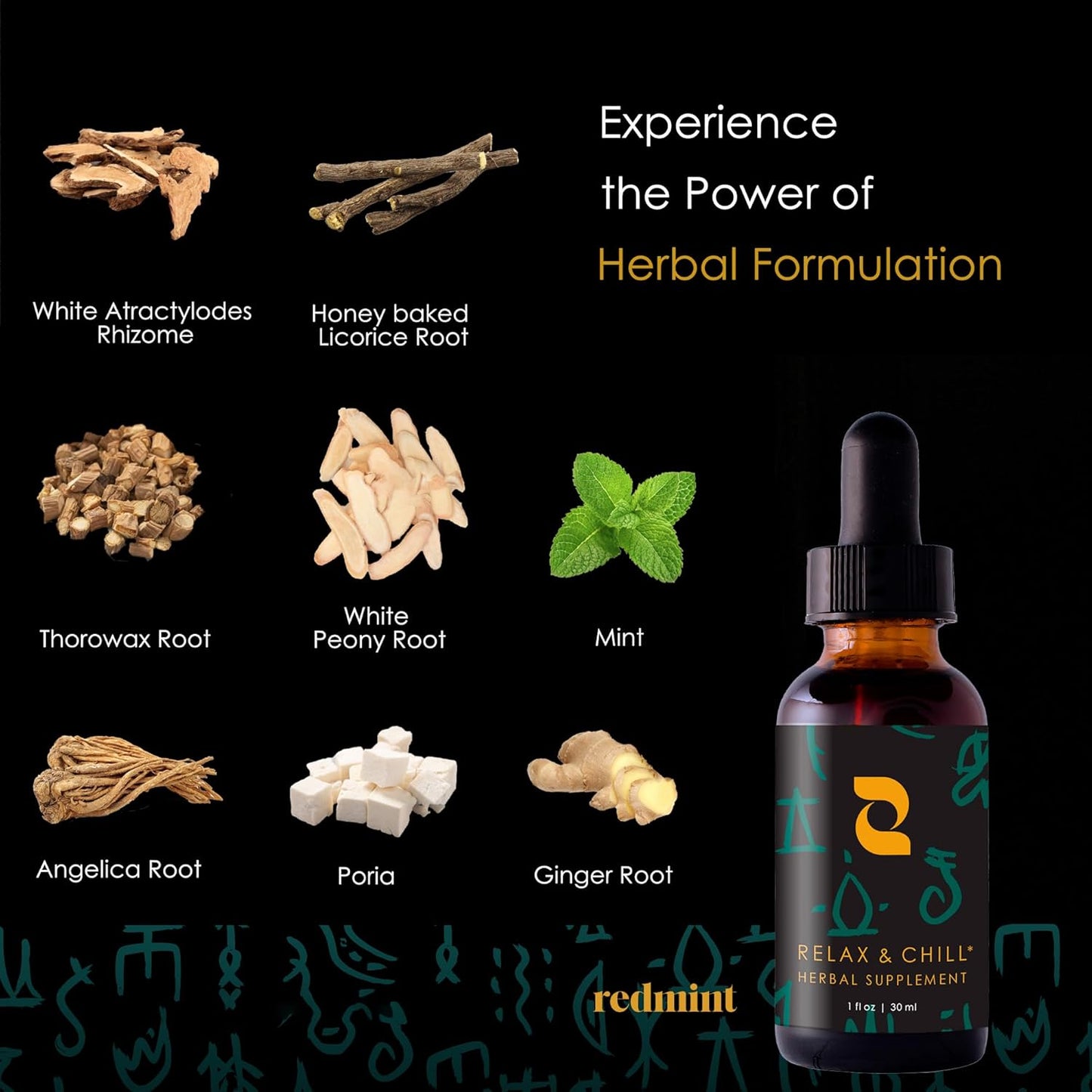 Redmint Relax & Chill Herbal Tincture - Natural Mood Support Supplement - Promotes Calmness - 30 ml