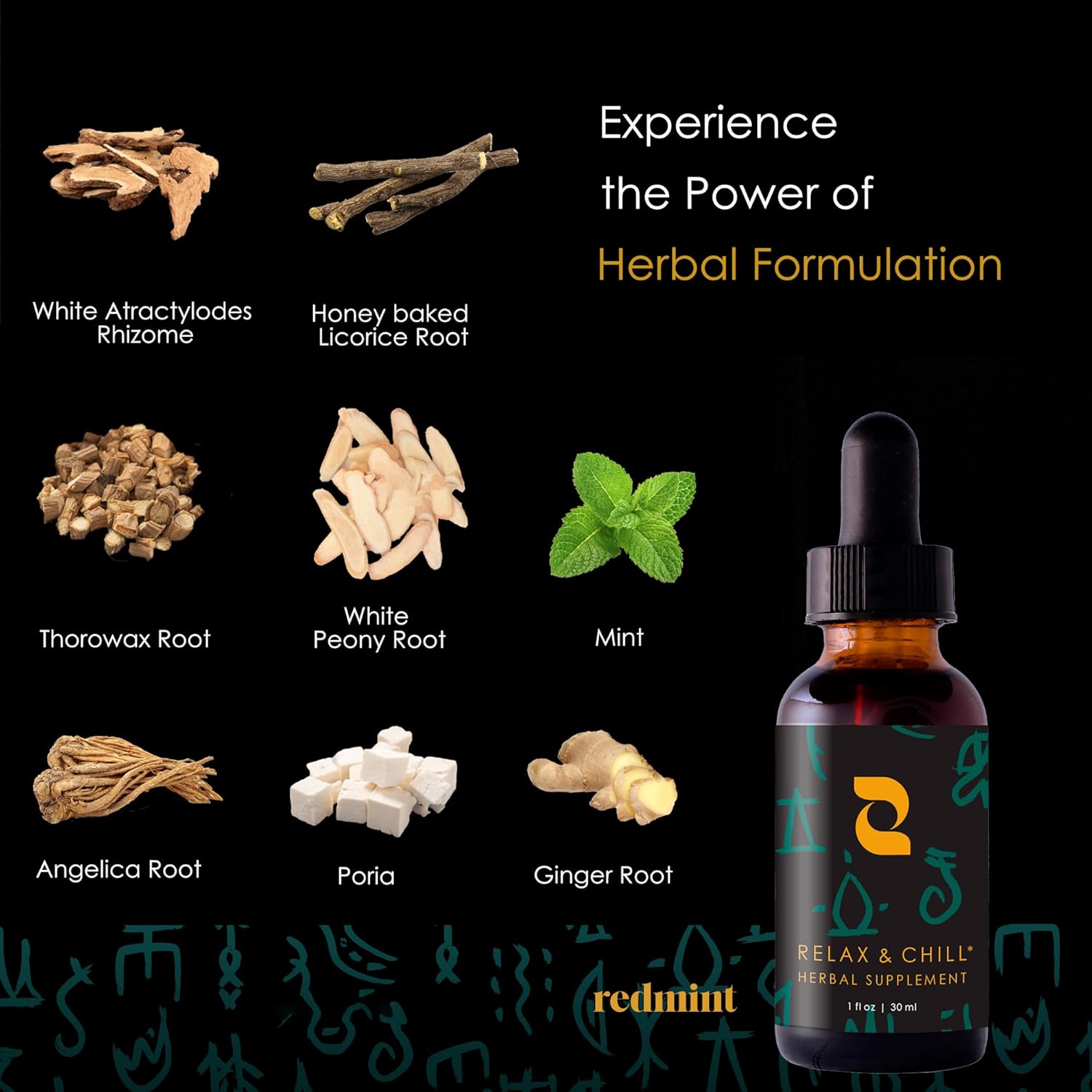 Redmint Relax & Chill Herbal Tincture - Natural Mood Support Supplement - Promotes Calmness - 30 ml