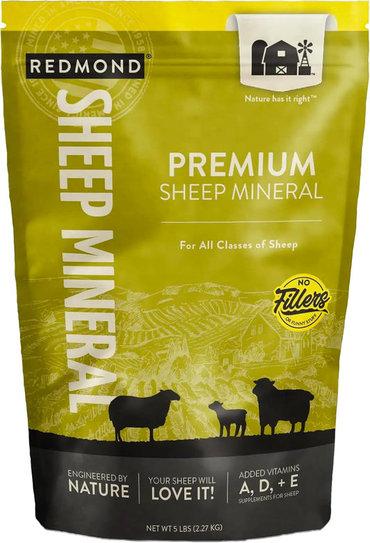 Redmond All Natural Sheep Mineral Supplement - Supports Optimal Health and Growth with Essential Trace Minerals - 5 lbs
