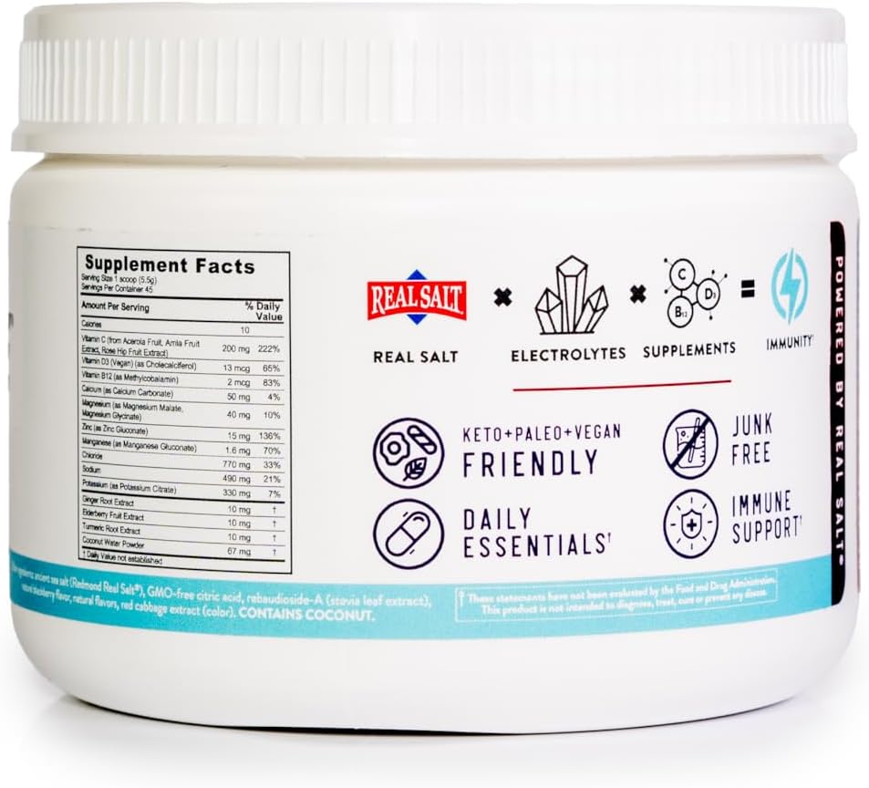 REDMOND Re-Lyte Immunity Multivitamin Mix with BlackBerry Flavor - Boost Your Health and Wellness