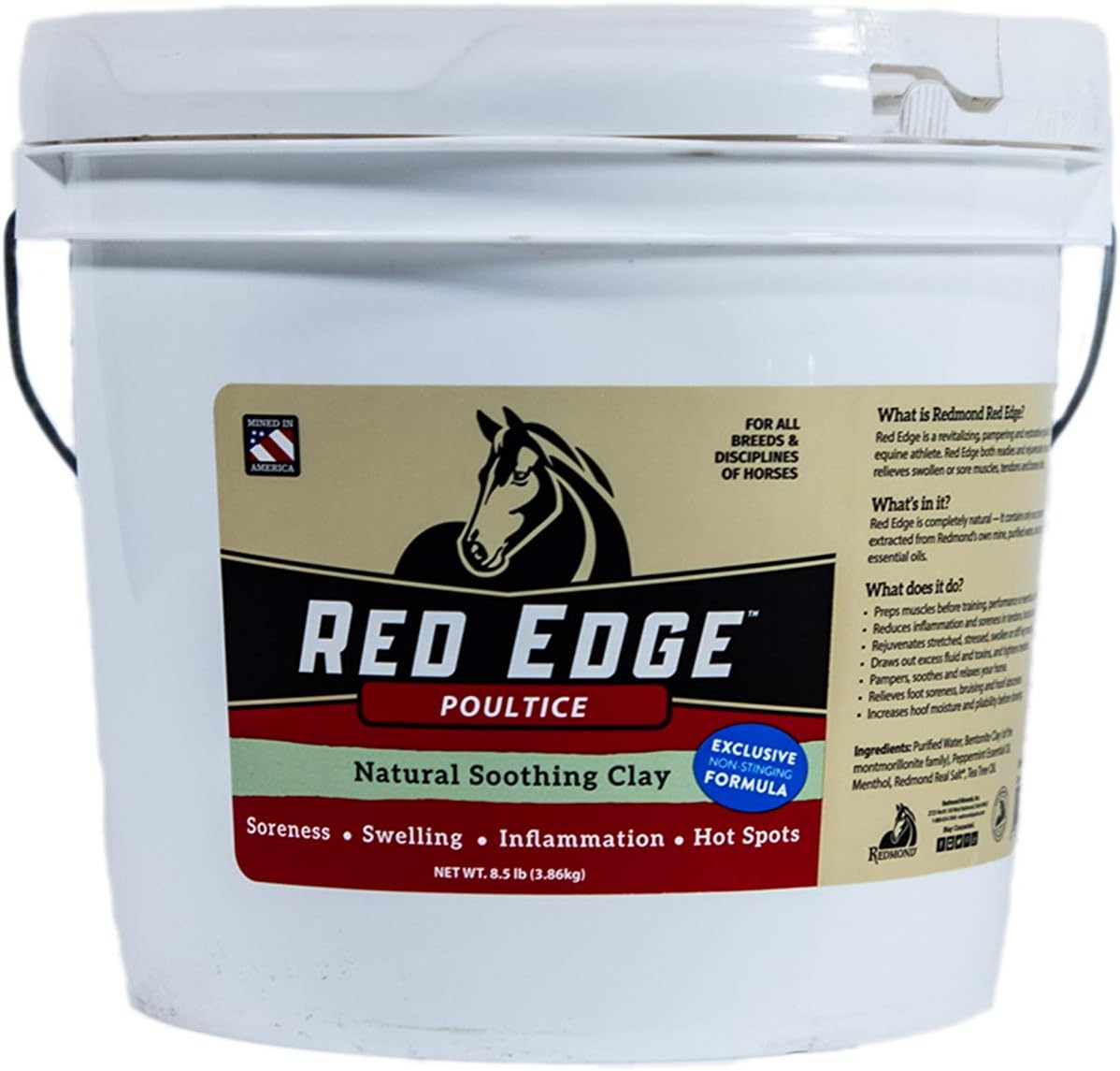 Redmond Red Edge Equine Poultice, 8.5lb Bucket - Natural Clay for Soothing All Horse Breeds - BoostGo Australia