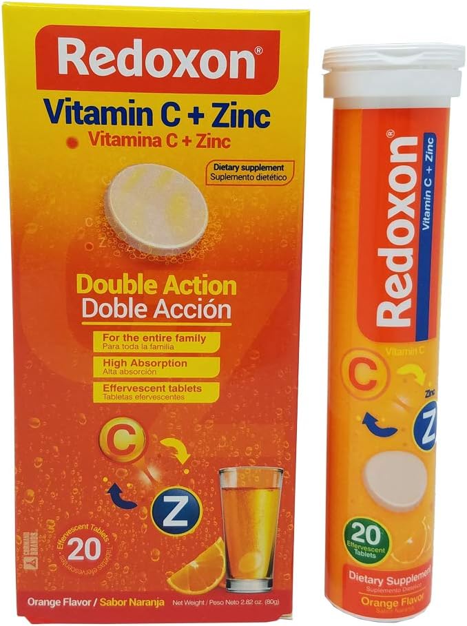 Redoxon Orange Flavor Vitamin C & Zinc Tablets for Immune Support, Energy Boost, and Health - 60 Tablets in Total