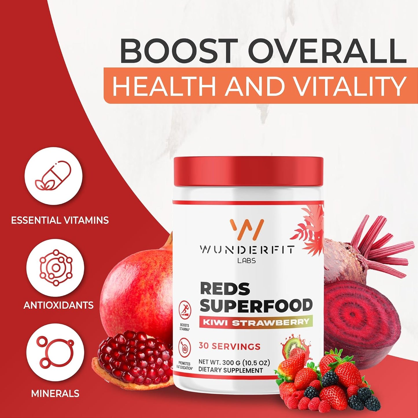 Reds Superfood by Wunderfit Labs: Boost Energy and Immunity with Organic Ingredients for Vibrant Health