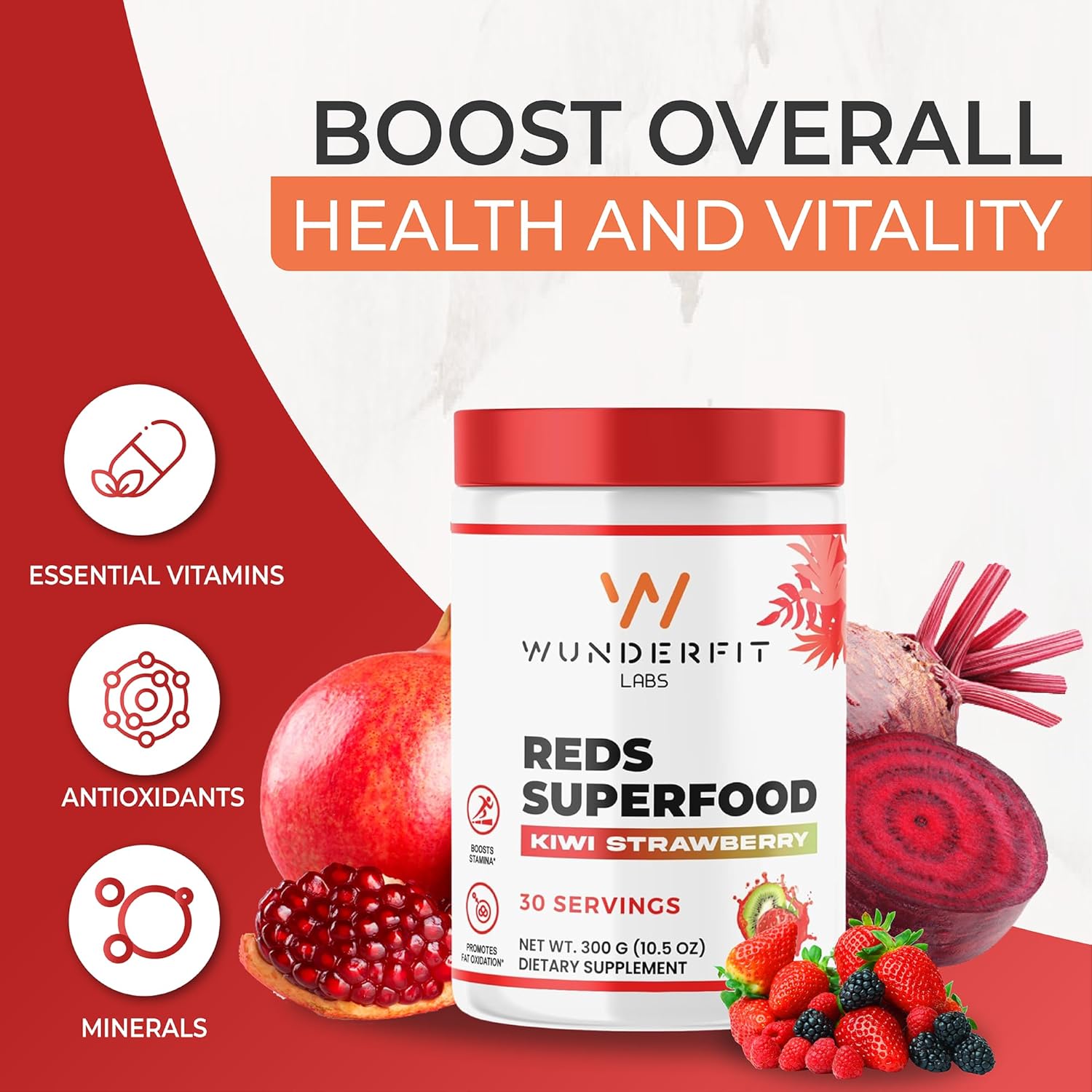 Reds Superfood by Wunderfit Labs: Boost Energy and Immunity with Organic Ingredients for Vibrant Health