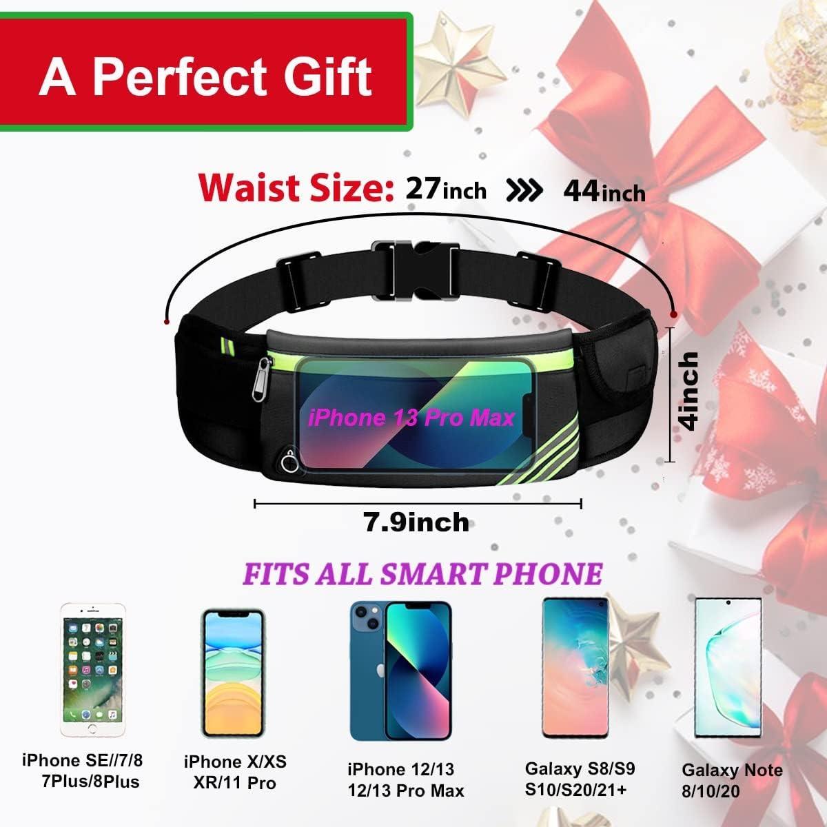 Reflective Slim Running Belt Fanny Pack for Hiking, Cycling, and Workouts - Waist Pack Bag with Jogging Pocket, Travel Money and Phone Holder