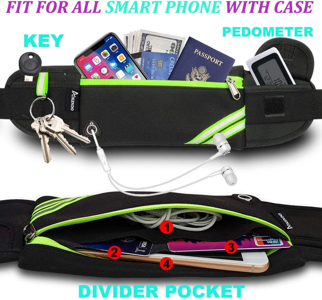 Reflective Slim Running Belt Fanny Pack for Hiking, Cycling, and Workouts - Waist Pack Bag with Jogging Pocket, Travel Money and Phone Holder