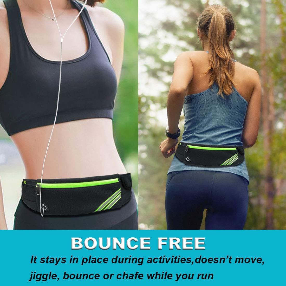 Reflective Slim Running Belt Fanny Pack for Hiking, Cycling, and Workouts - Waist Pack Bag with Jogging Pocket, Travel Money and Phone Holder