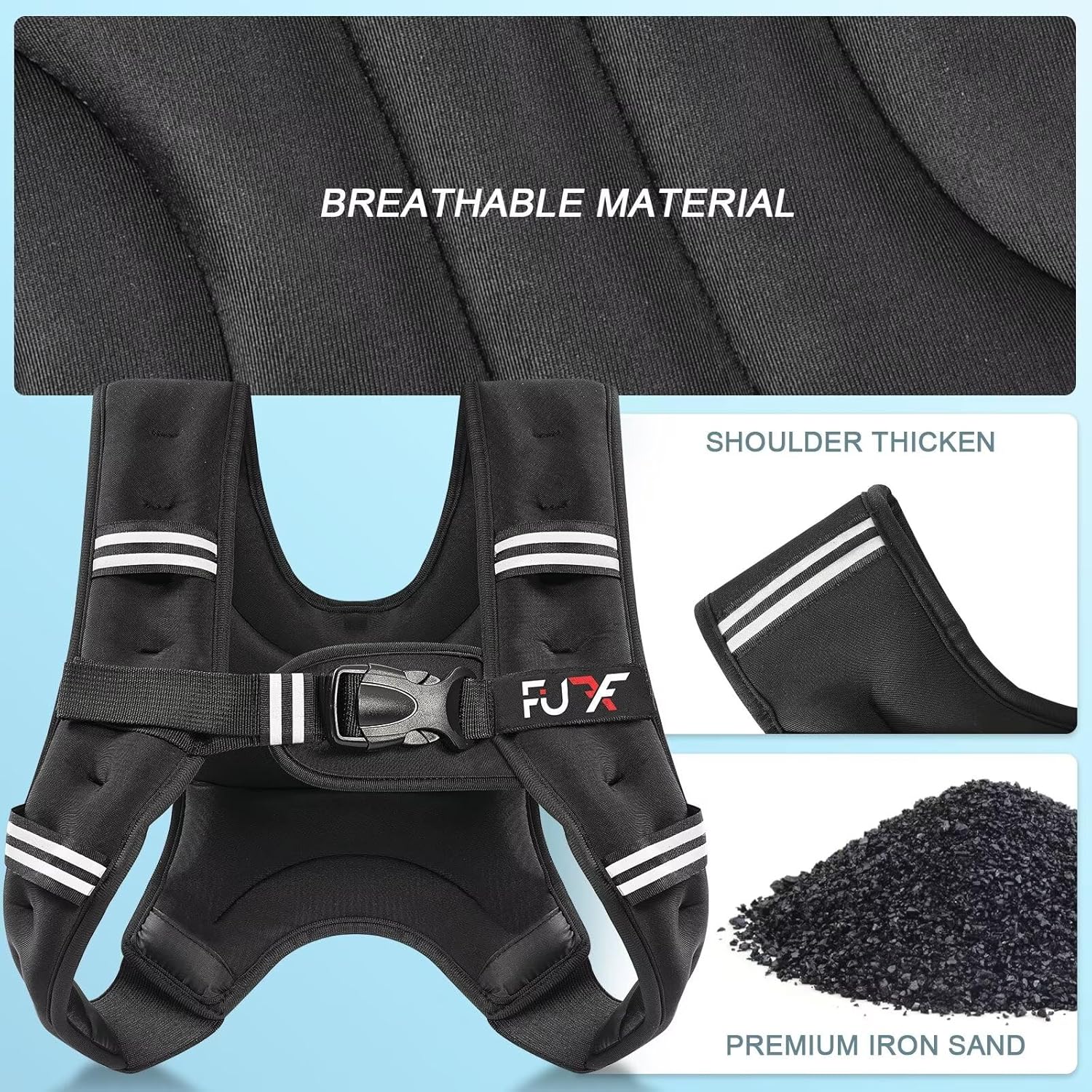 Reflective Stripe Weighted Vest for Strength Training Running - Available in 5lb to 30lb Weights for Men and Women