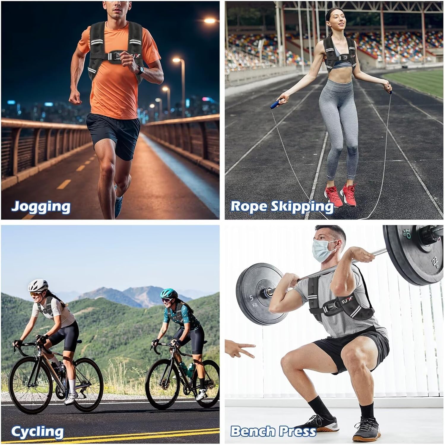 Reflective Stripe Weighted Vest for Strength Training Running - Available in 5lb to 30lb Weights for Men and Women