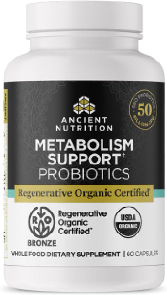 Regenerative Organic Certified Probiotics with 50 Billion CFUs for Metabolism, Digestion, and Immune System - 60 Count