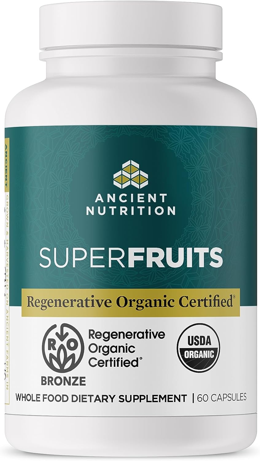 Regenerative Organic SuperFruits Capsules with Probiotics - Gut & Immune System Support - Dragonfruit, Mulberry, Goji - 60 Count