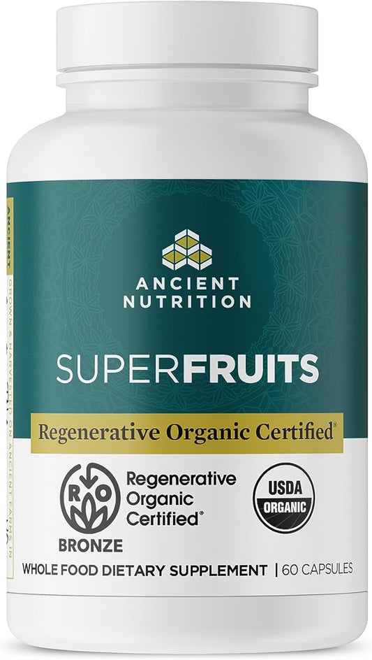 Regenerative Organic SuperFruits Capsules with Probiotics - Gut & Immune System Support - Dragonfruit, Mulberry, Goji - 60 Count