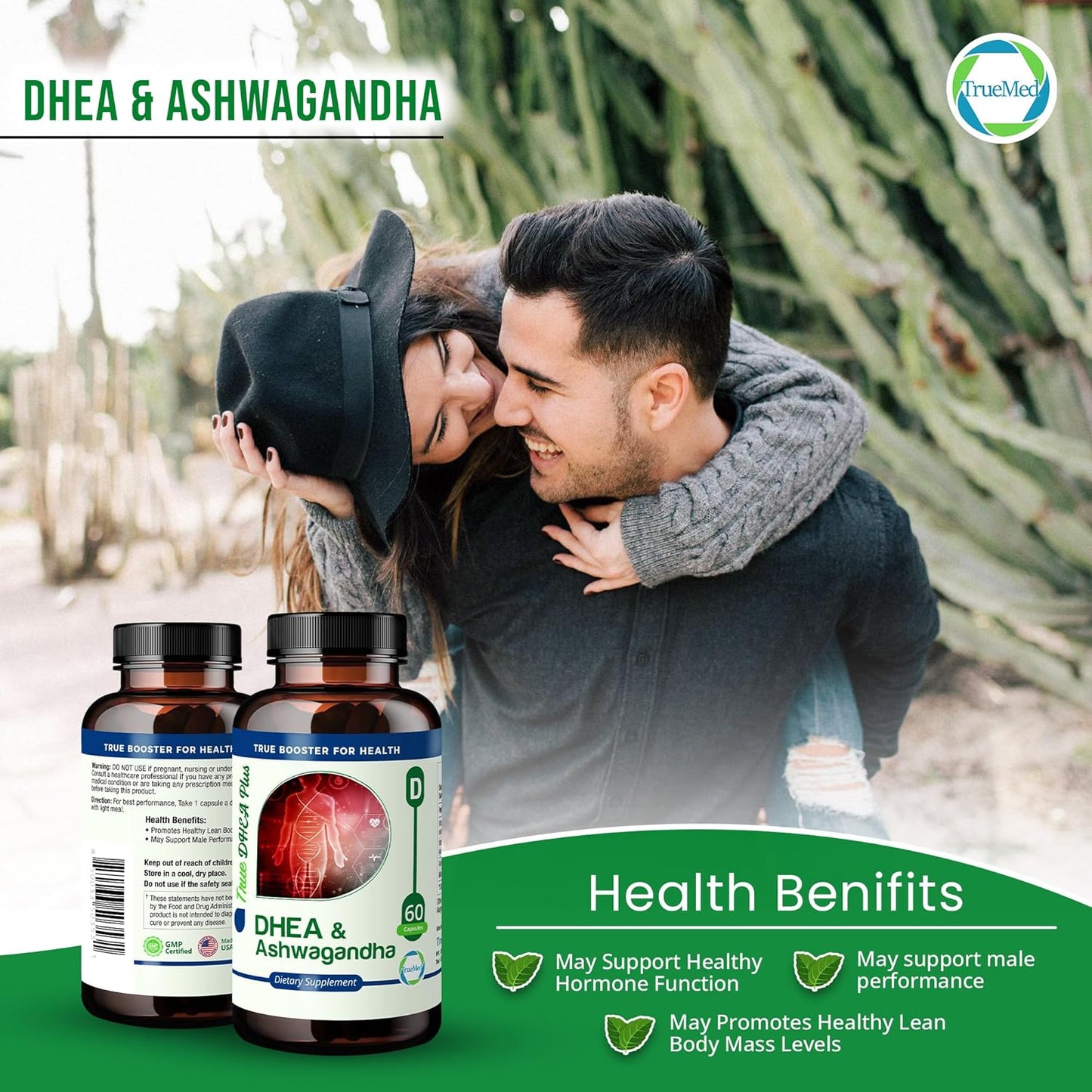 Relaxation & Energy Support: DHEA & Ashwagandha Supplement 385mg Formula with Vitamin C & B6 - 60 Capsules