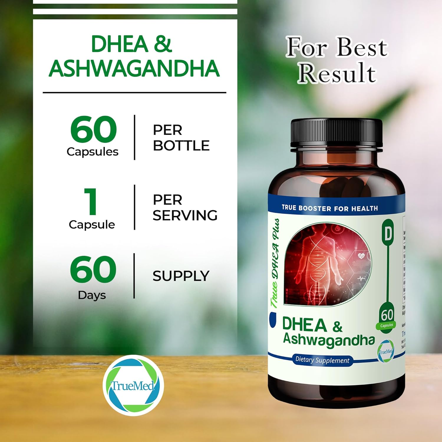 Relaxation & Energy Support: DHEA & Ashwagandha Supplement 385mg Formula with Vitamin C & B6 - 60 Capsules