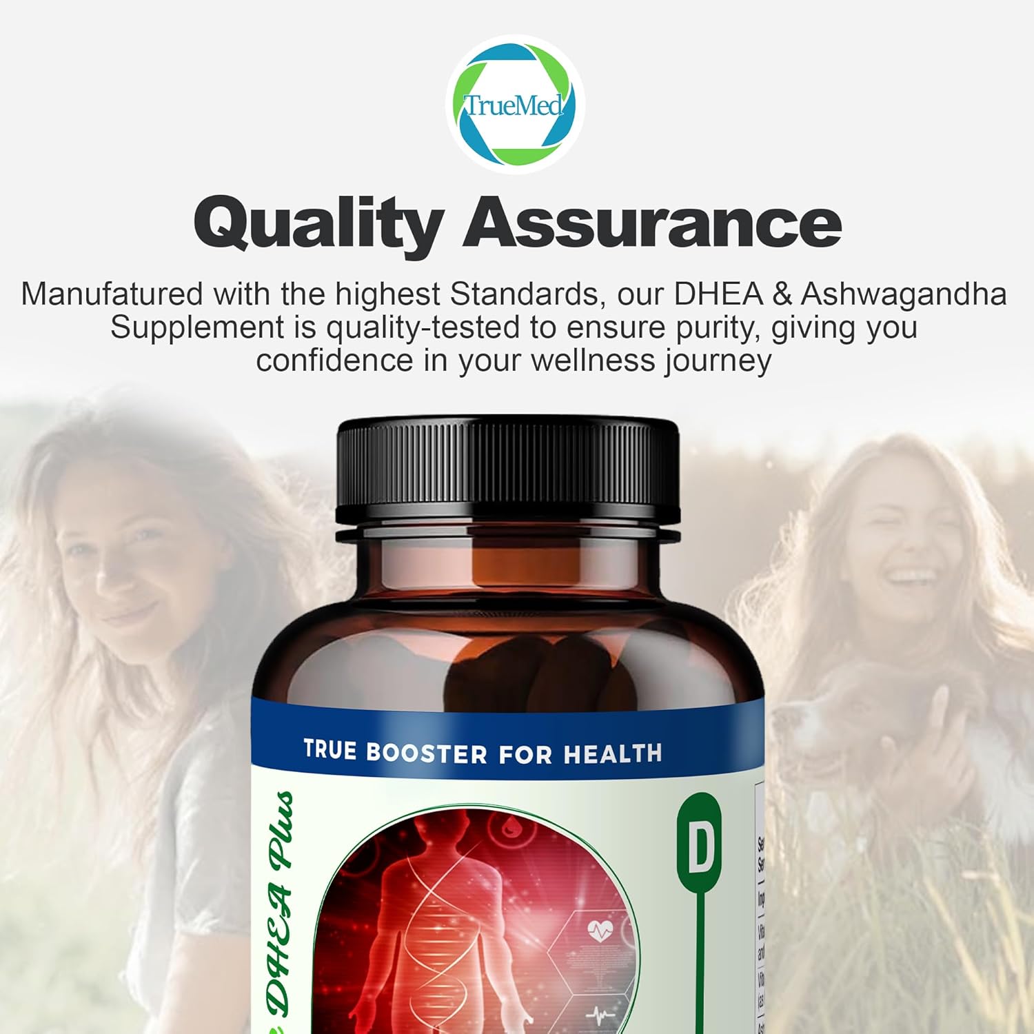 Relaxation & Energy Support: DHEA & Ashwagandha Supplement 385mg Formula with Vitamin C & B6 - 60 Capsules