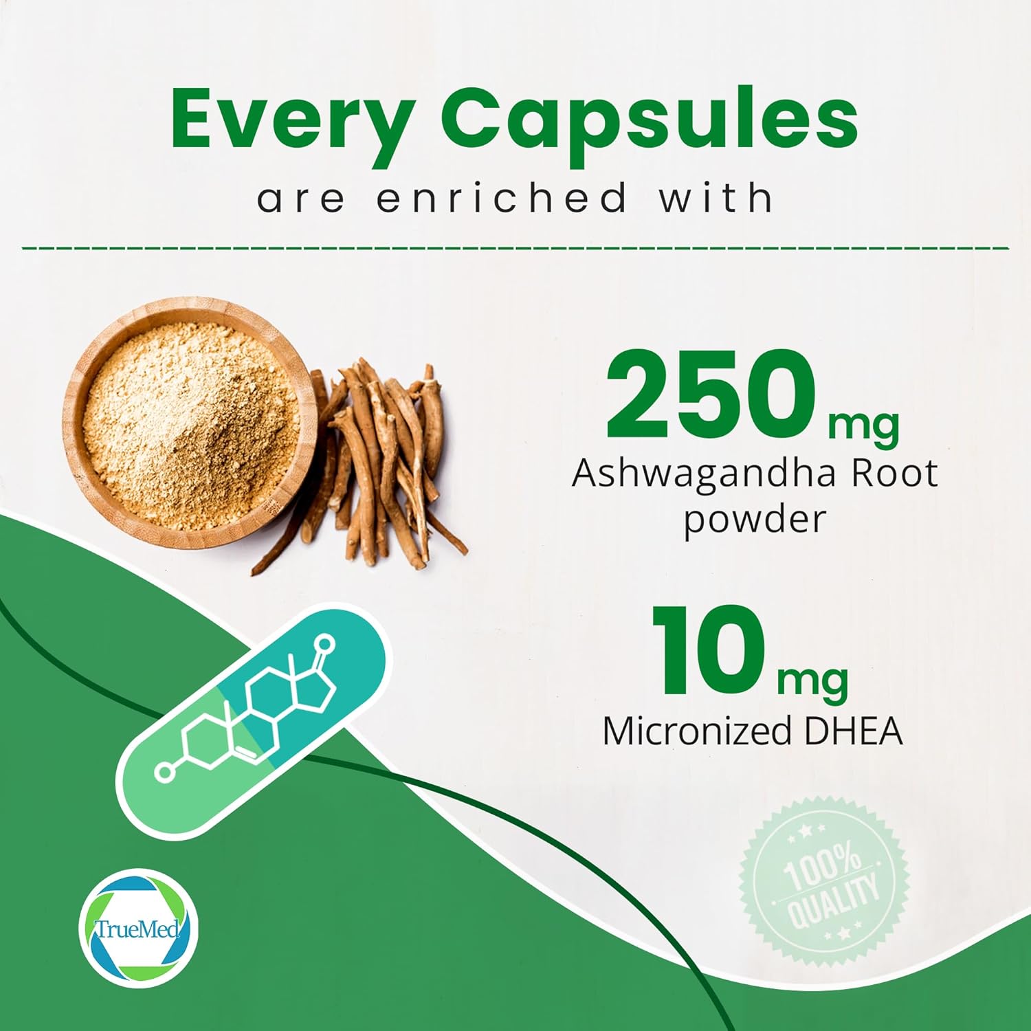 Relaxation & Energy Support: DHEA & Ashwagandha Supplement 385mg Formula with Vitamin C & B6 - 60 Capsules