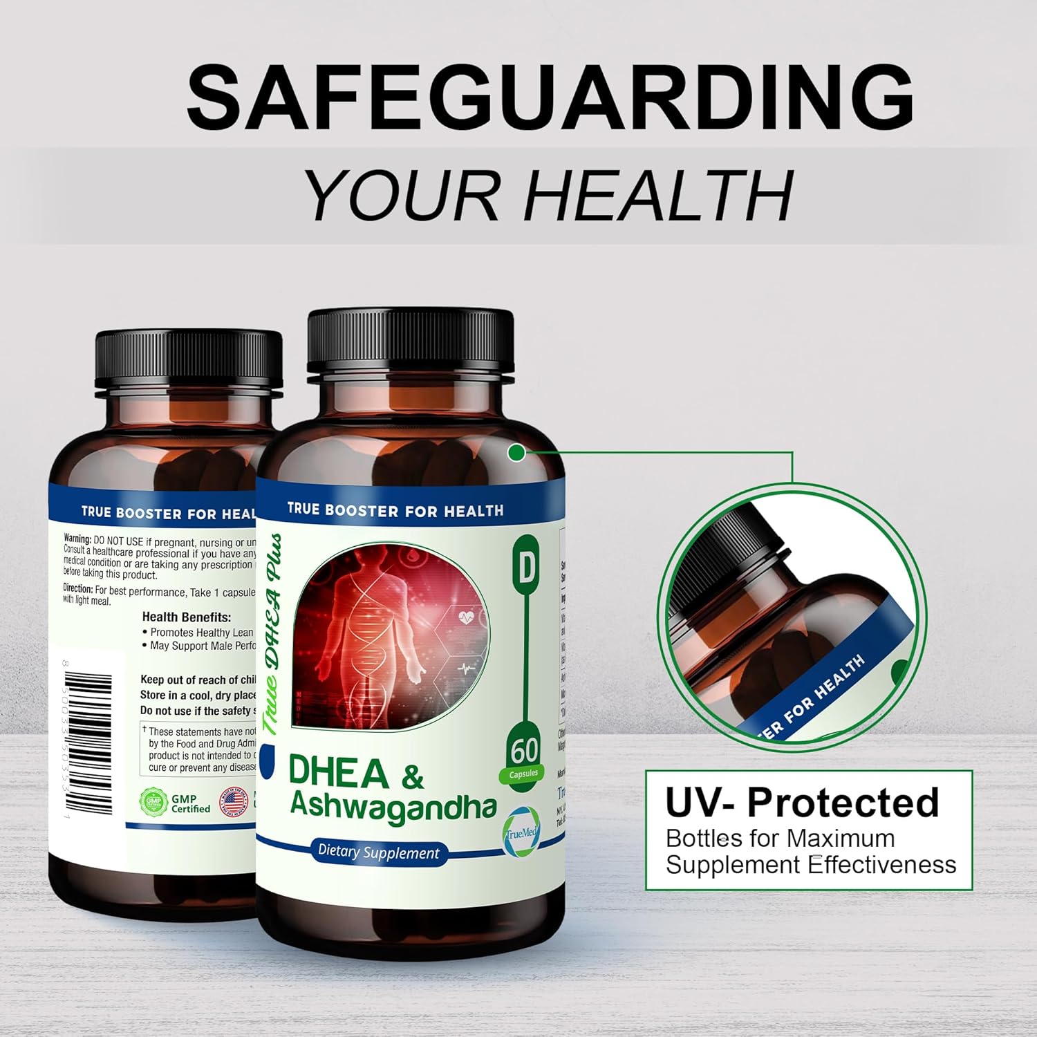 Relaxation & Energy Support: DHEA & Ashwagandha Supplement 385mg Formula with Vitamin C & B6 - 60 Capsules