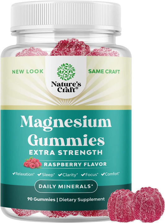 Relaxing Raspberry Flavored Magnesium Gummies for Adults - Sleep Aid Soft Chews - Natural Calm Supplement for Body & Mind Relaxation - 90 Count - BoostGo Australia