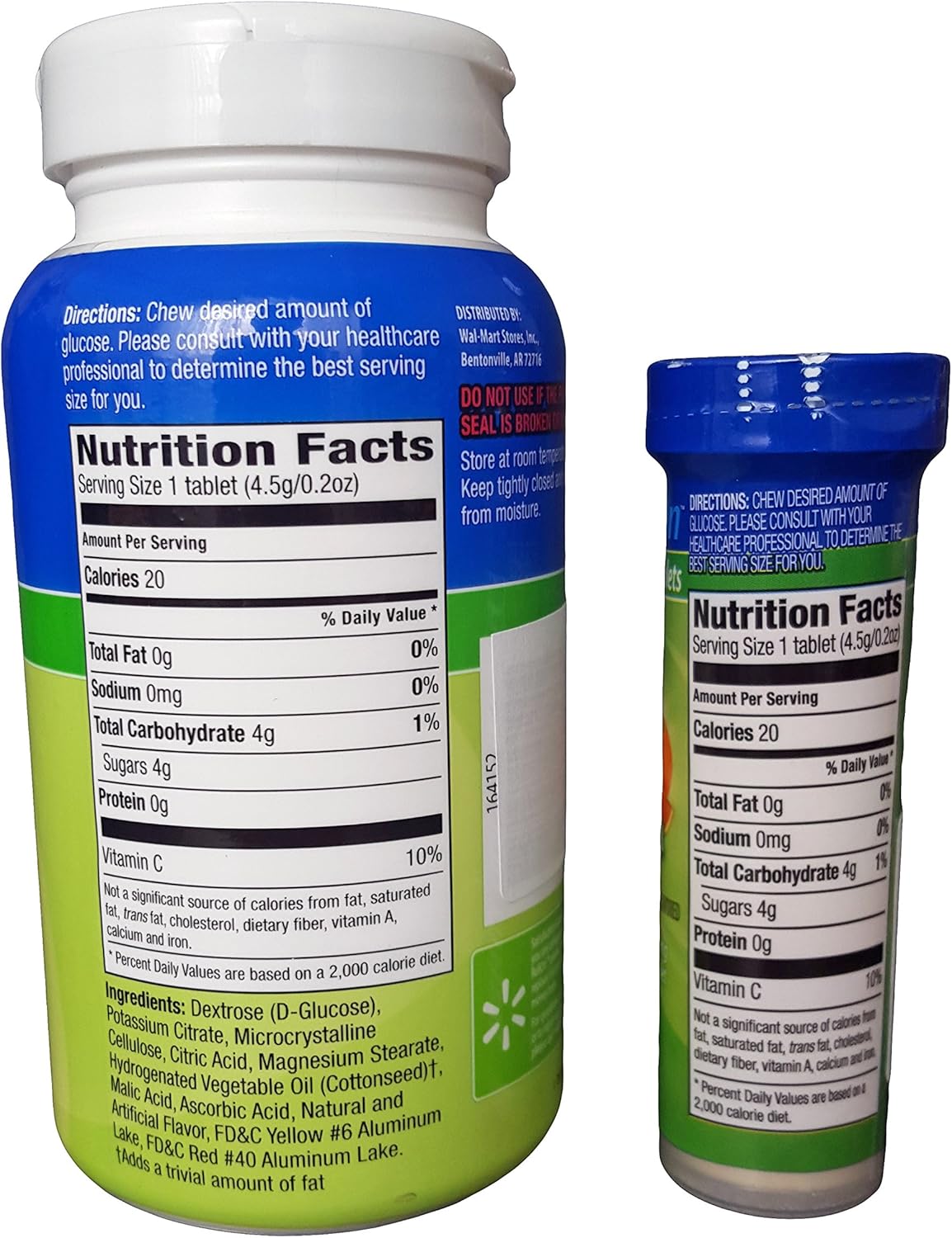 ReliOn Glucose Tablets - 50 Count with On-The-Go Tube, 10 Count (Tropical Fruit Flavor)