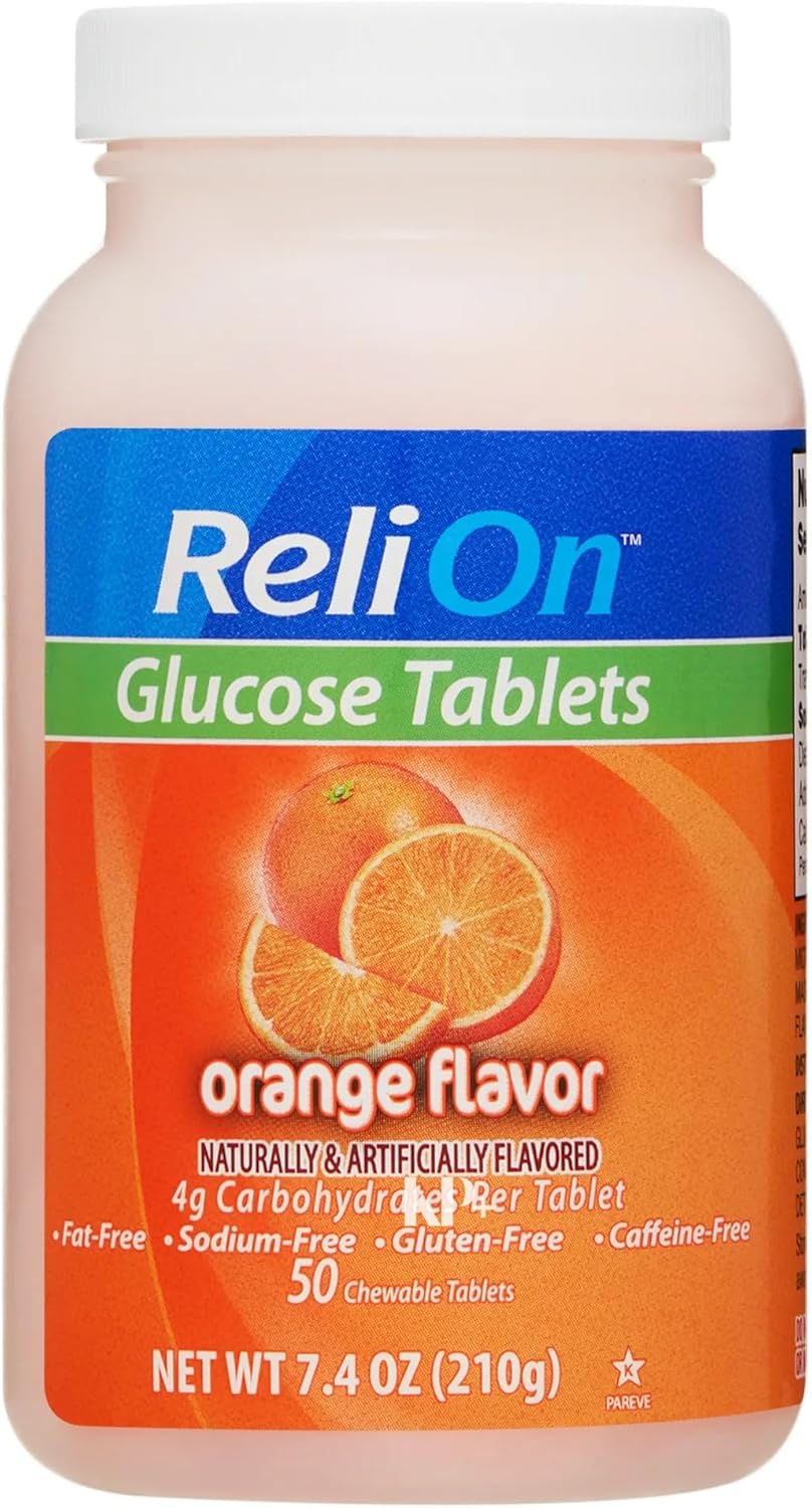 ReliOn Orange Glucose Tablets - 50 Count - Fast-Acting Glucose Supplement