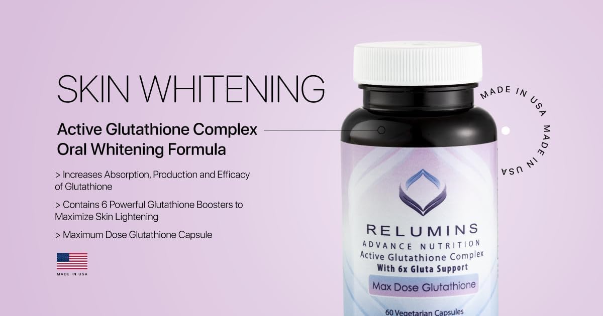 Relumins Advance White Glutathione Complex Capsules - Skin Brightening & Repair Formula with 6X Boosters - 1800 Capsules Total