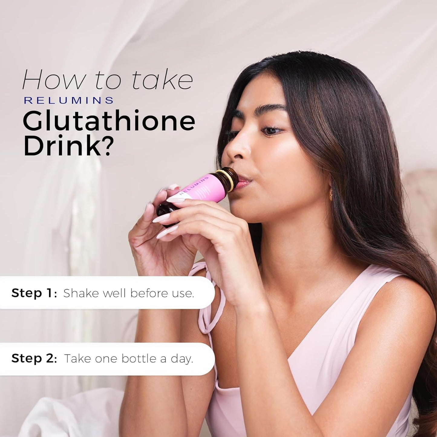 Relumins Glutathione Drink Pomegranate Flavor - Enhances Skin Brightness, Collagen Production, and Moisture - 20 Bottles x 50mL Gluta Shot
