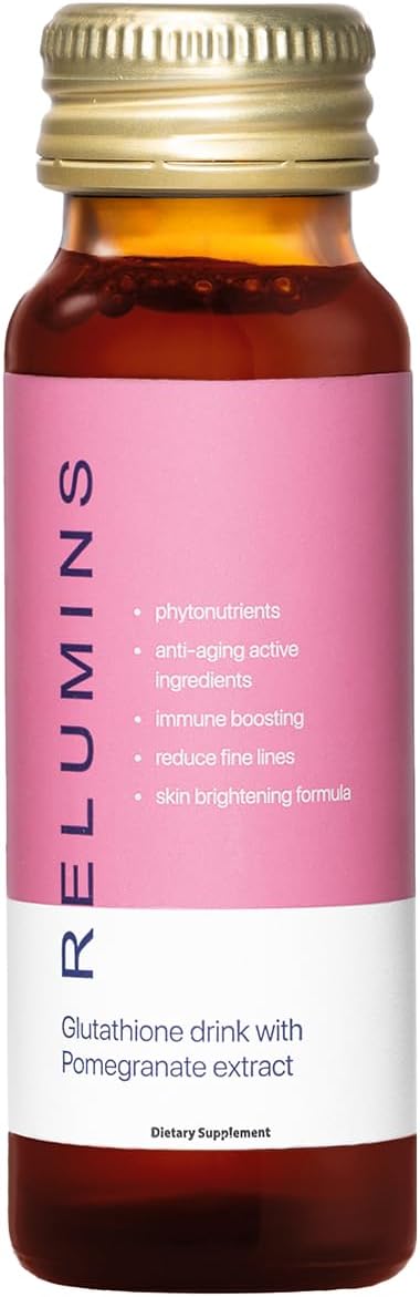 Relumins Glutathione Drink Pomegranate Flavor - Enhances Skin Brightness, Collagen Production, and Moisture - 20 Bottles x 50mL Gluta Shot