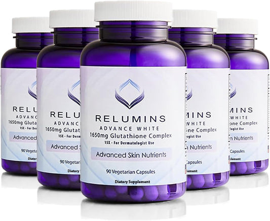 Relumins Glutathione Supplement - 1650mg Complex with Alpha Lipoic Acid, Rose HIPS, Vitamin E - 450 Veggie Capsules