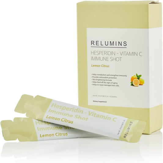Relumins Hesperidin Lemon Citrus Vitamin C Shots with Bioflavonoids - Immune Boost & Antioxidant Protection - 10 Packets