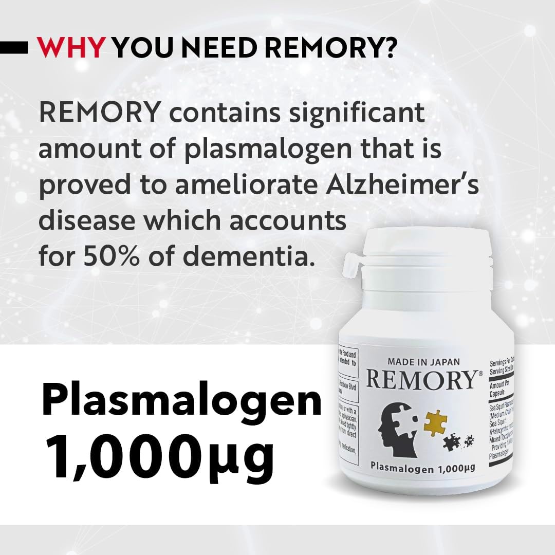 REMORY Plasmalogen Sea Squirt Supplement for Brain Health - 30 Day Supply