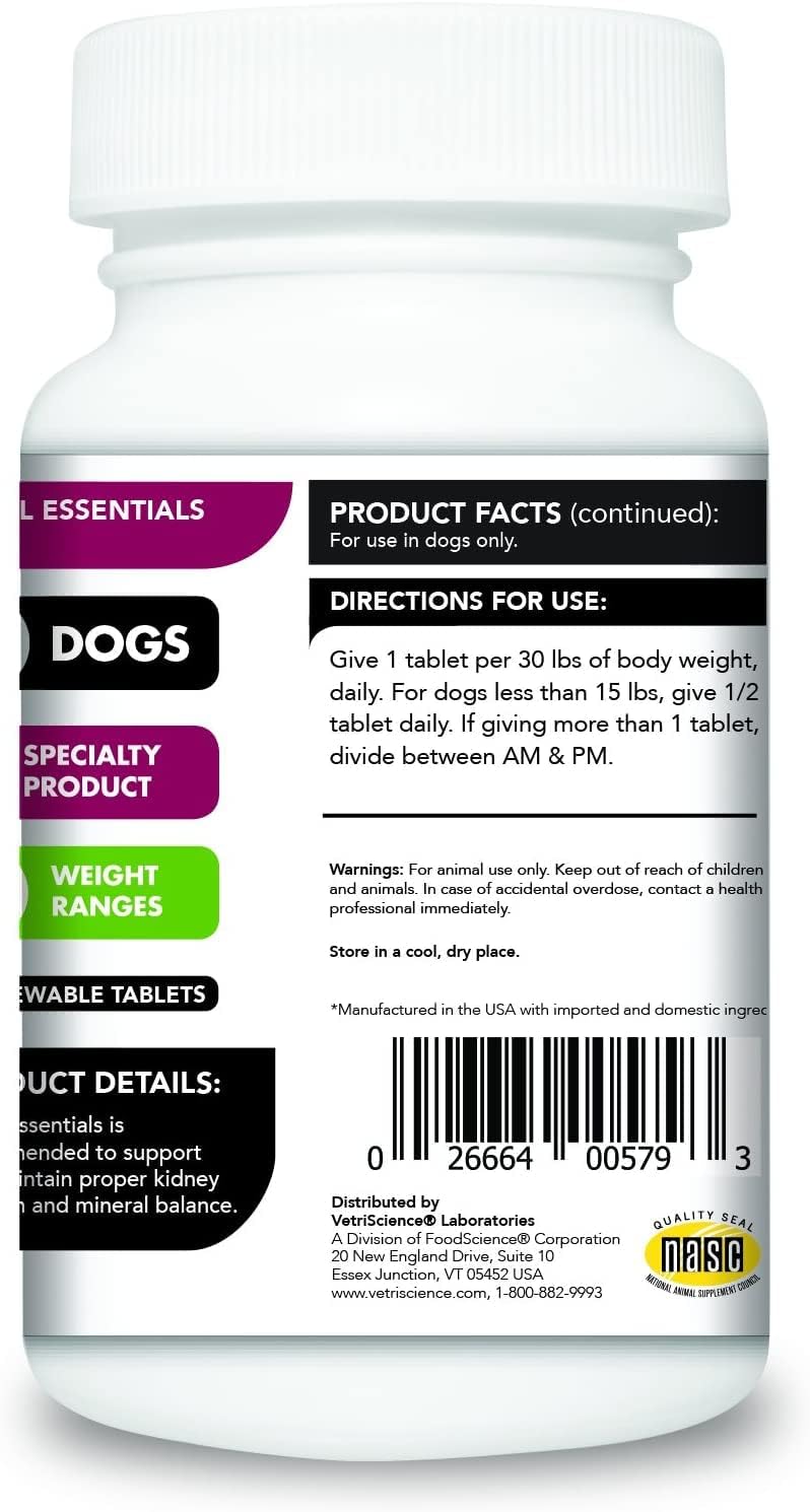 Renal Essentials Kidney Supplement for Dogs - Support for Kidney and Urinary Tract Health with Astragalus Root and Nettle