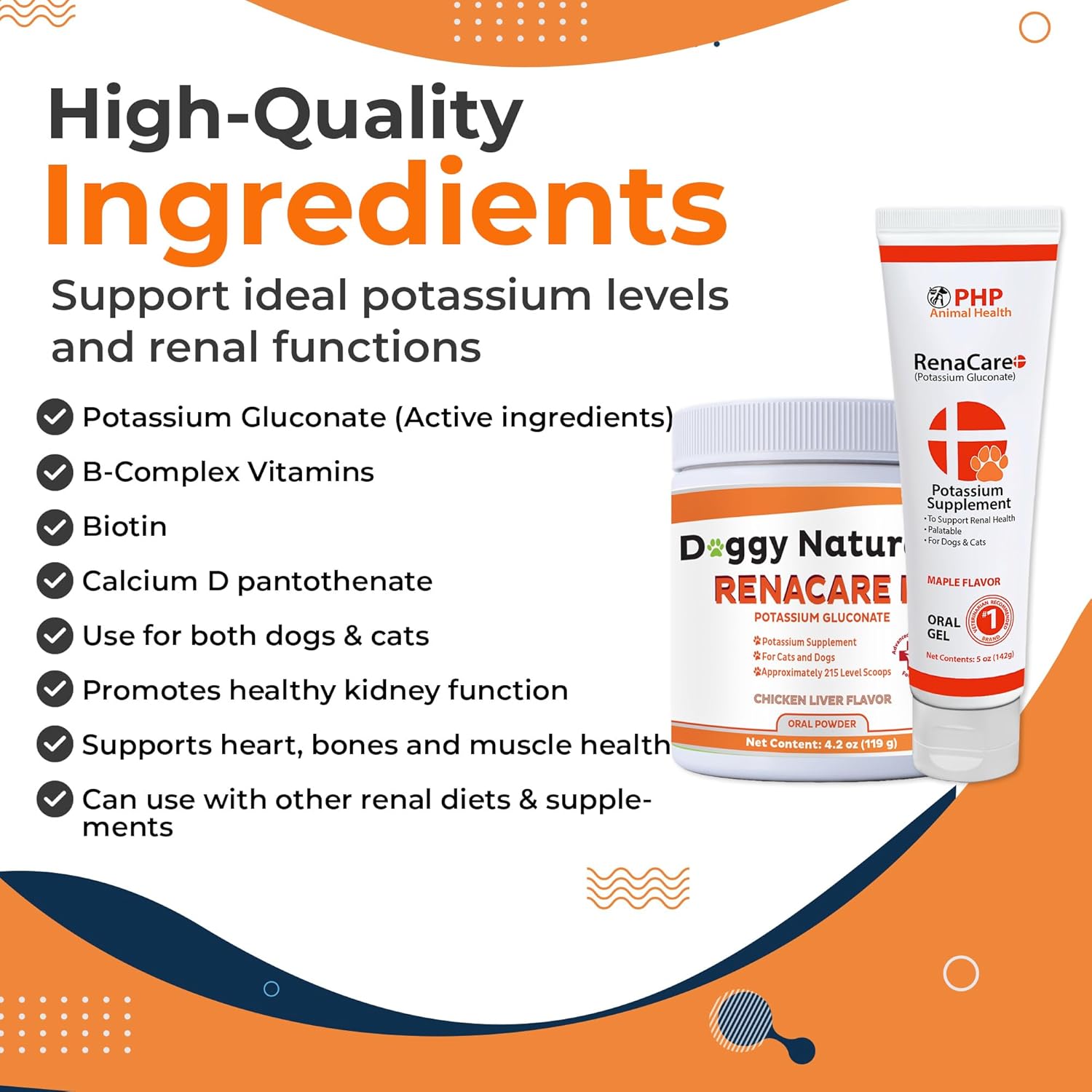 Renal K Potassium Supplement Gel for Dogs and Cats - Maple Flavor - 5 oz - Made in USA