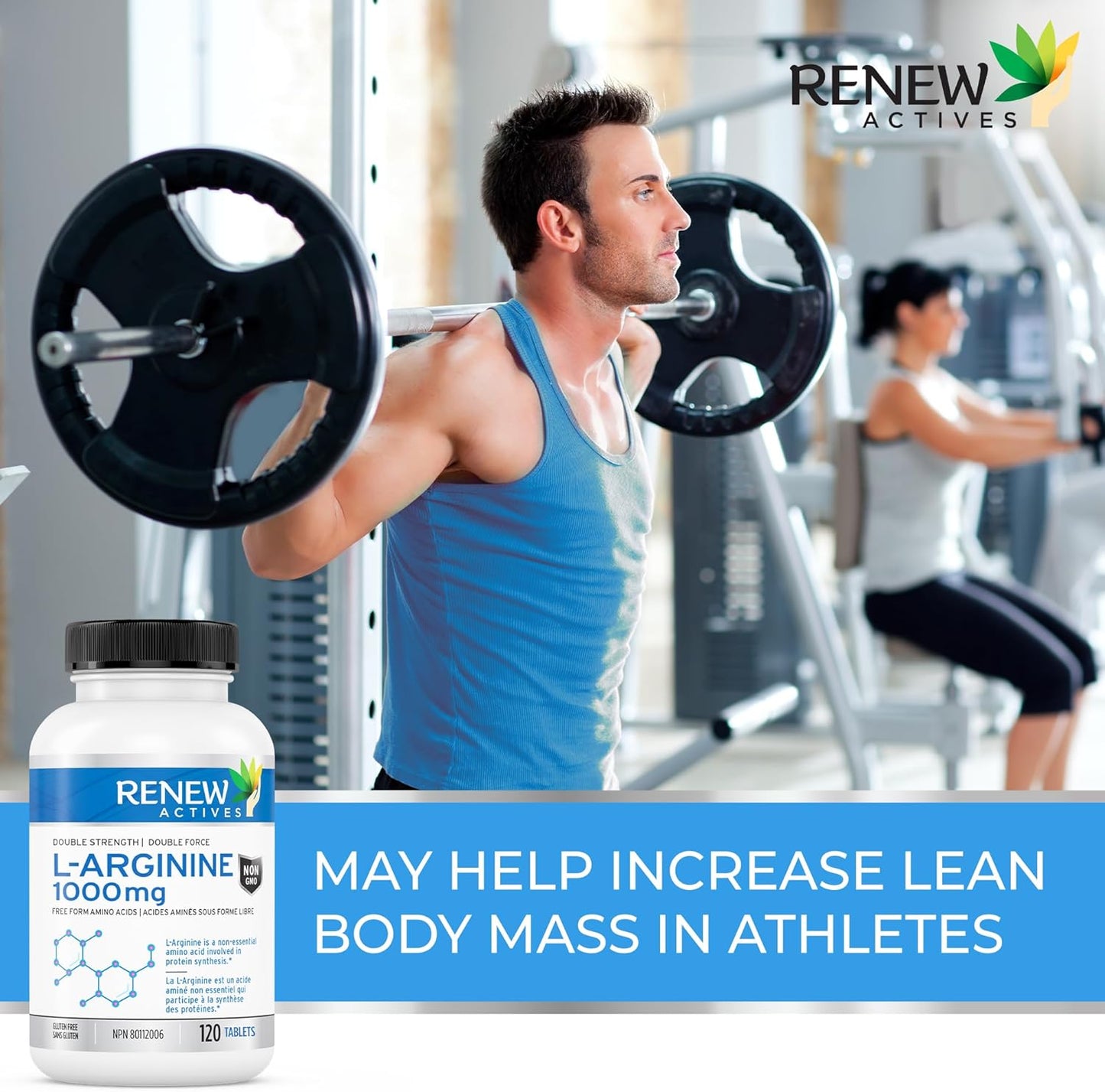 Renew Actives L-Arginine Supplement: Enhance Strength, Endurance, and Muscle Function - 120 Tablets