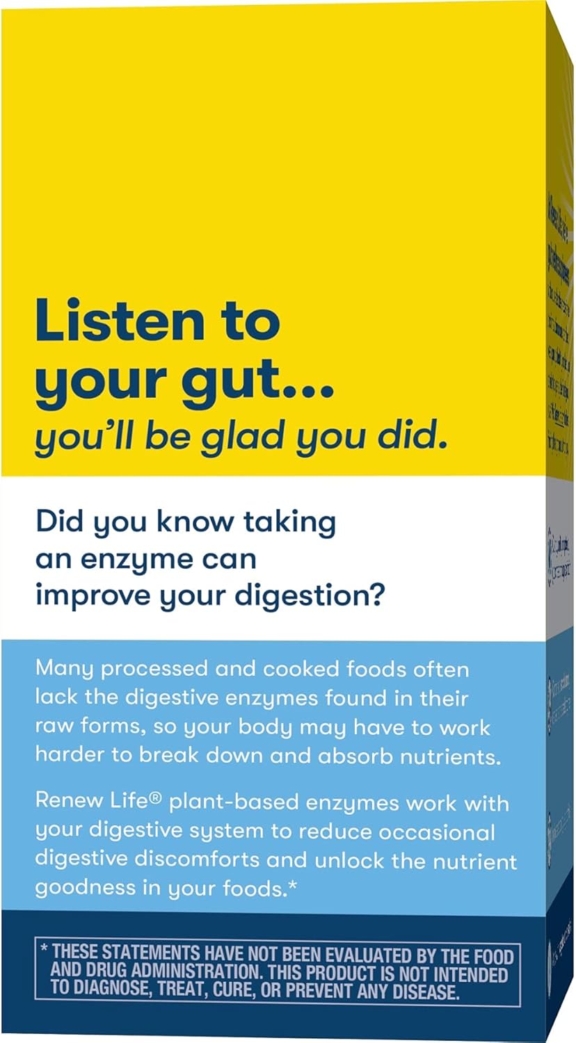 Renew Life DigestMore Enzyme Formula with L-Glutamine for Men & Women - Supports Digestion of Plant-Based Foods, 90 Vegetarian Capsules