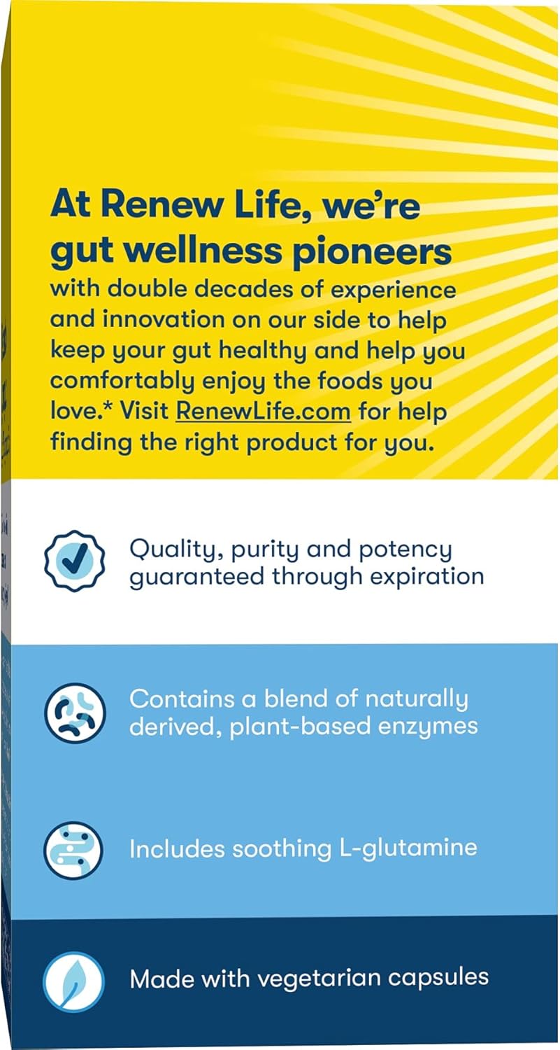 Renew Life DigestMore Enzyme Formula with L-Glutamine for Men & Women - Supports Digestion of Plant-Based Foods, 90 Vegetarian Capsules