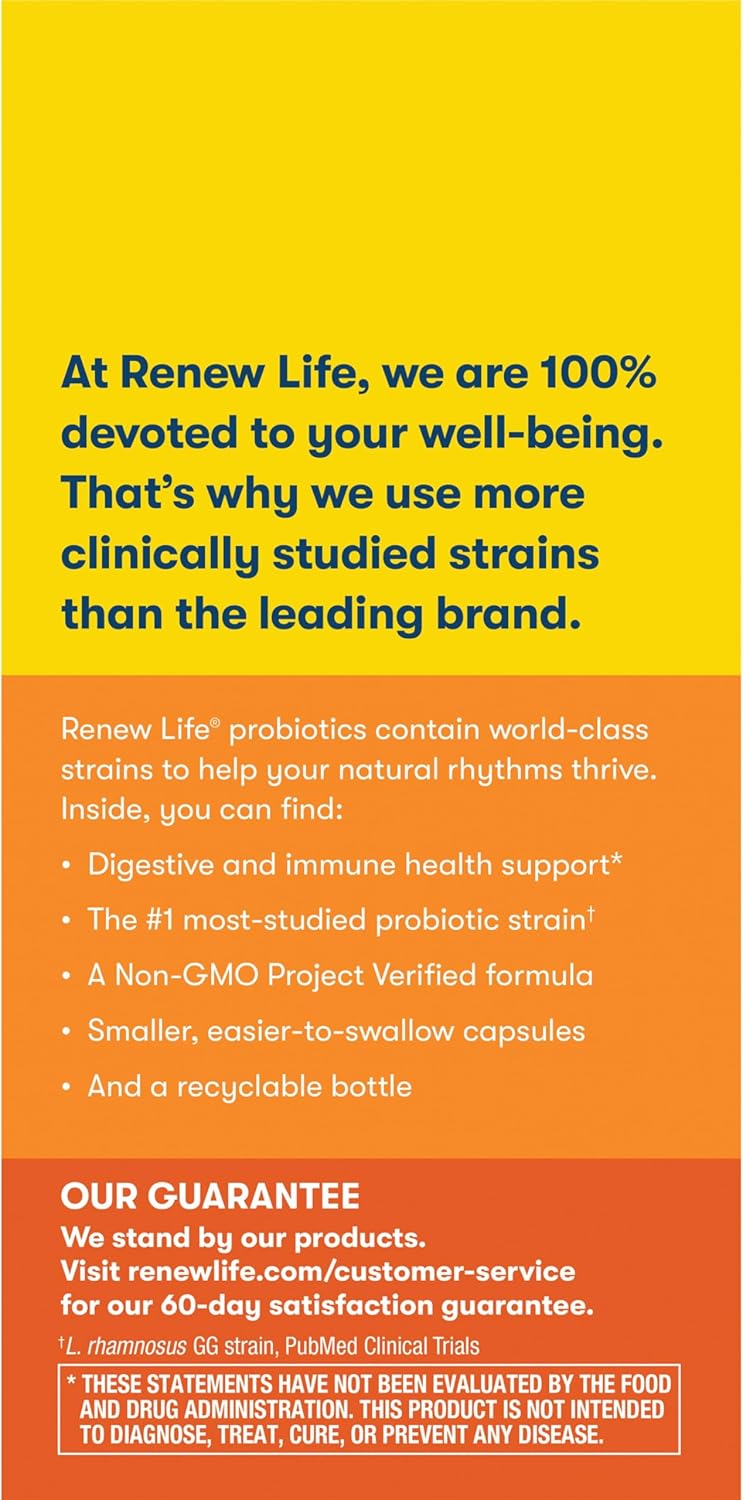Renew Life Everyday Probiotic Capsules for Urinary, Digestive, and Immune Health - 30 Count, 15 Billion CFU, L. Rhamnosus GG, Dairy, Soy, Gluten-Free