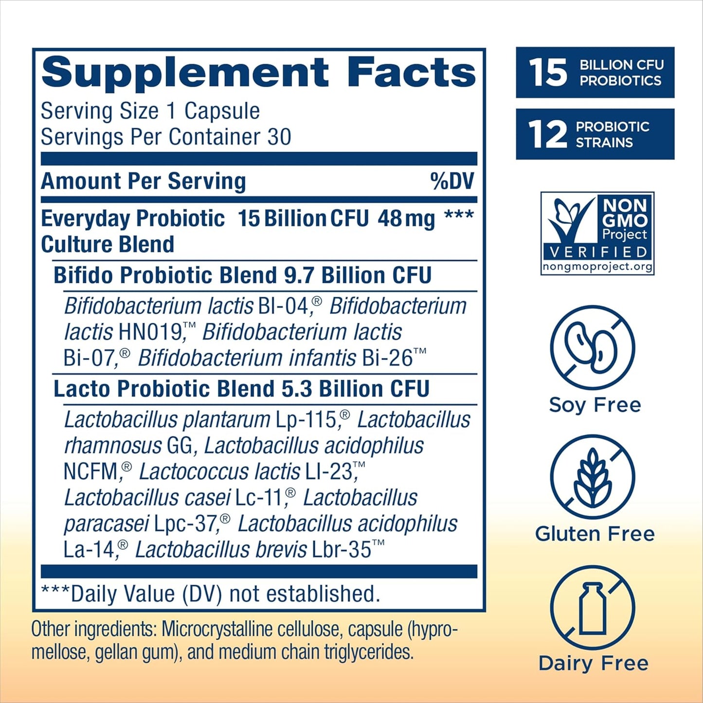 Renew Life Everyday Probiotic Capsules for Urinary, Digestive, and Immune Health - 30 Count, 15 Billion CFU, L. Rhamnosus GG, Dairy, Soy, Gluten-Free