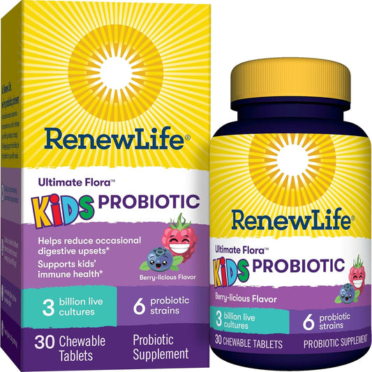 Renew Life Kids Raspberry Probiotic Gummies with Prebiotics - 30 Gummies for Digestive & Immune Health