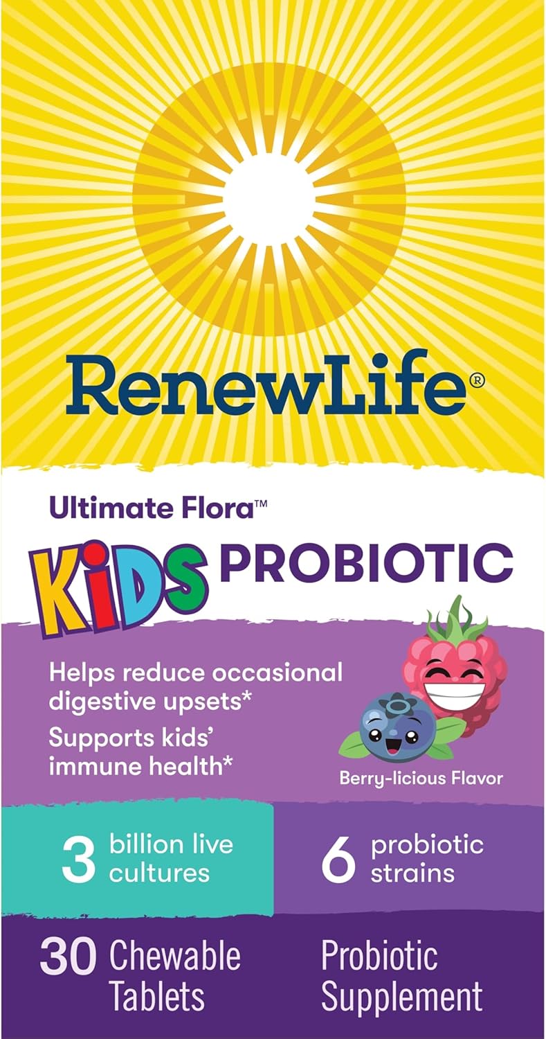 Renew Life Kids Raspberry Probiotic Gummies with Prebiotics - 30 Gummies for Digestive & Immune Health