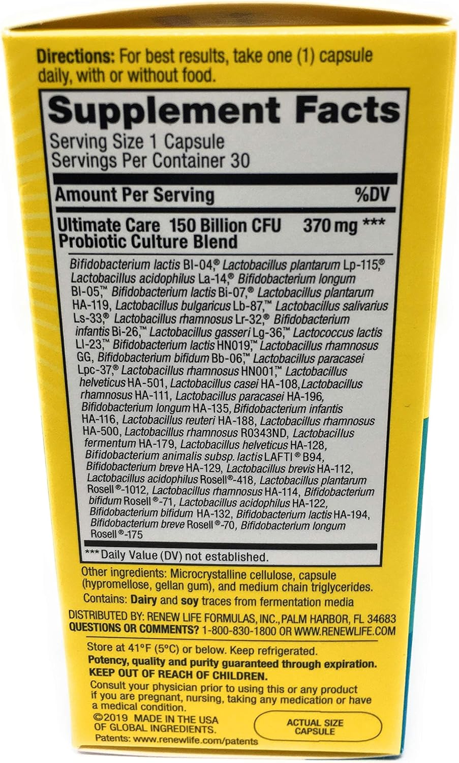 Renew Life Ultimate Care Probiotic Supplement with 150 Billion CFUs for Gut Health and Digestive Support