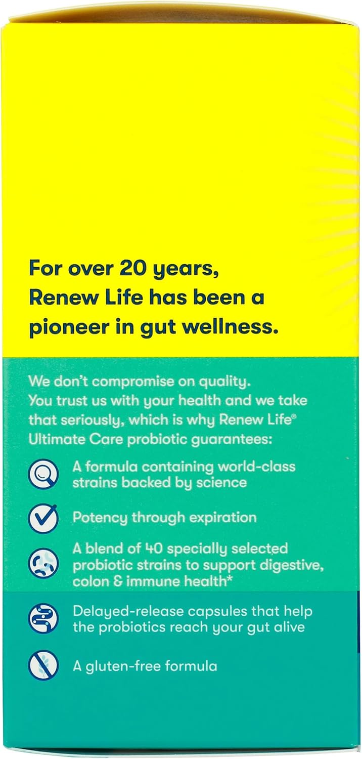 Renew Life Ultimate Care Probiotic Supplement with 150 Billion CFUs for Gut Health and Digestive Support