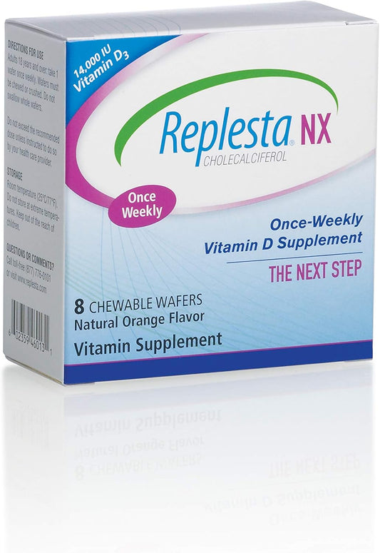 Replesta NX 14,000 IU Vitamin D3 Chewable Wafer for Deficiency - Non-GMO, Orange Flavor - 8 Tablets