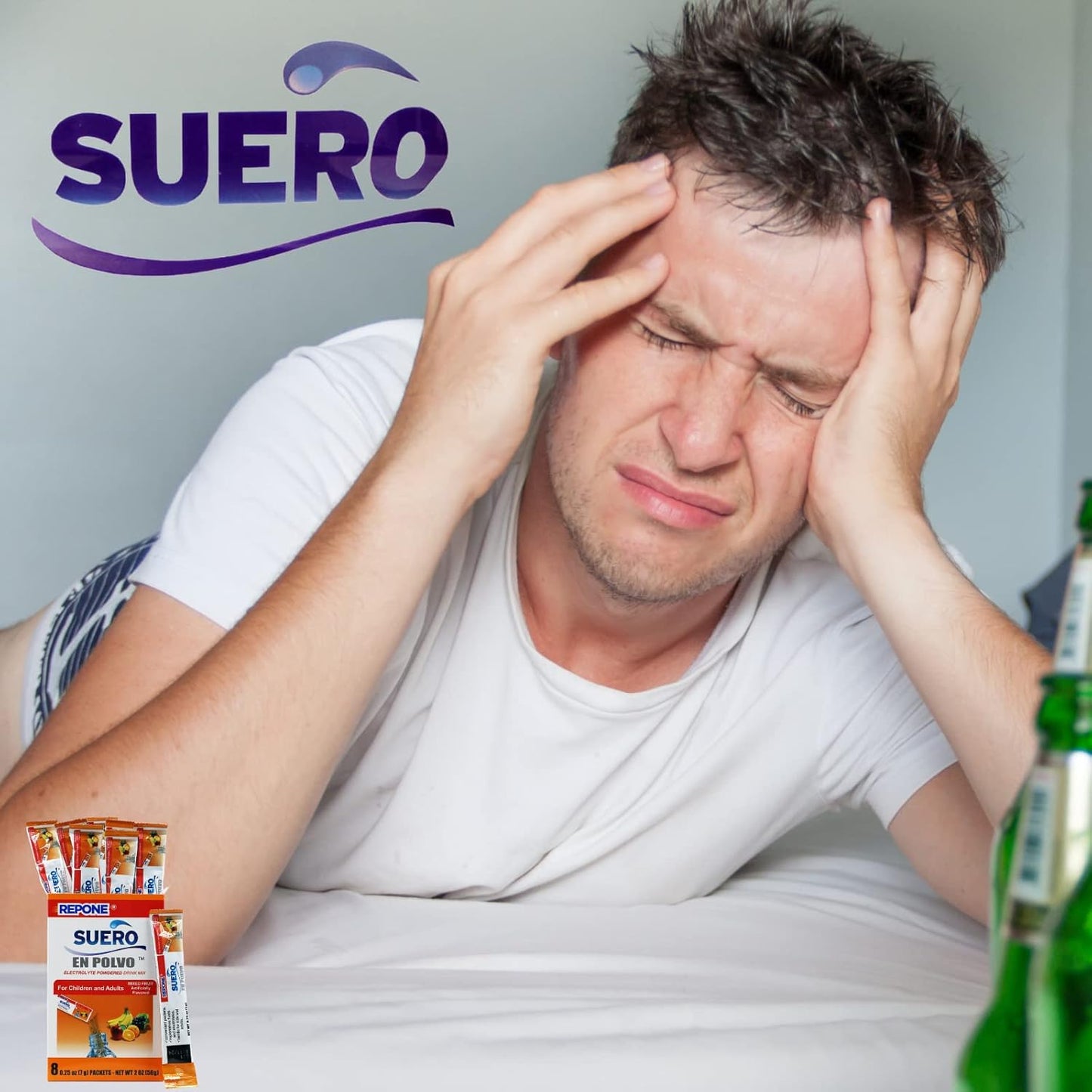 REPONE SUERO Electrolyte Powder Solution Fruit Flavor, 8 Oz Packets, 8 Packets Box