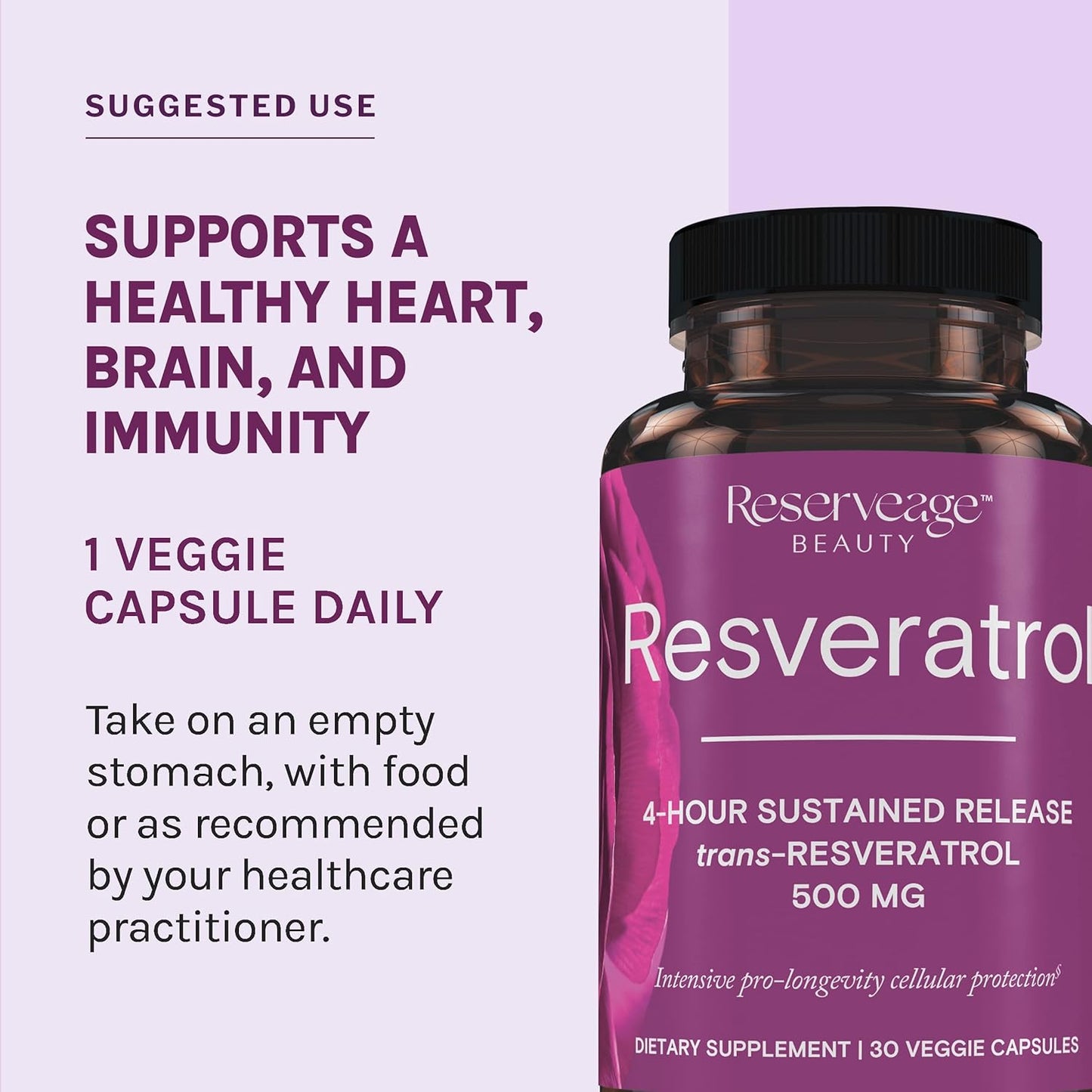 Reserveage Beauty Bundle: Resveratrol 500mg Antioxidant + Keratin Hair Booster with Biotin for Heart, Cellular Health, Hair & Nail Growth - 30 Caps + 120 Caps