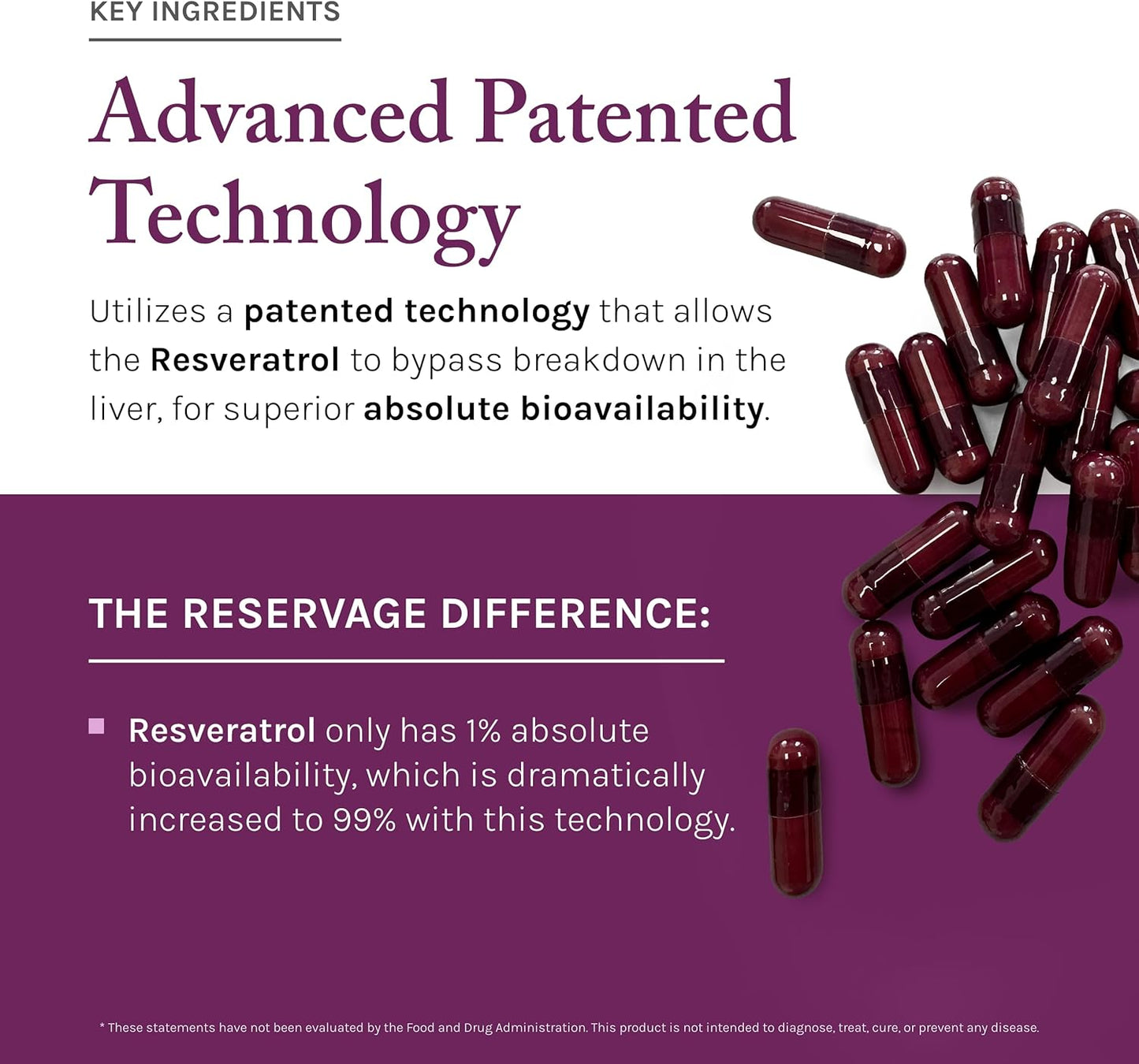Reserveage Beauty Resveratrol Plus+ 1000 mg Capsules with Quercetin for Immune & Brain Health - Gluten-Free & Vegan - 30 Veggie Capsules