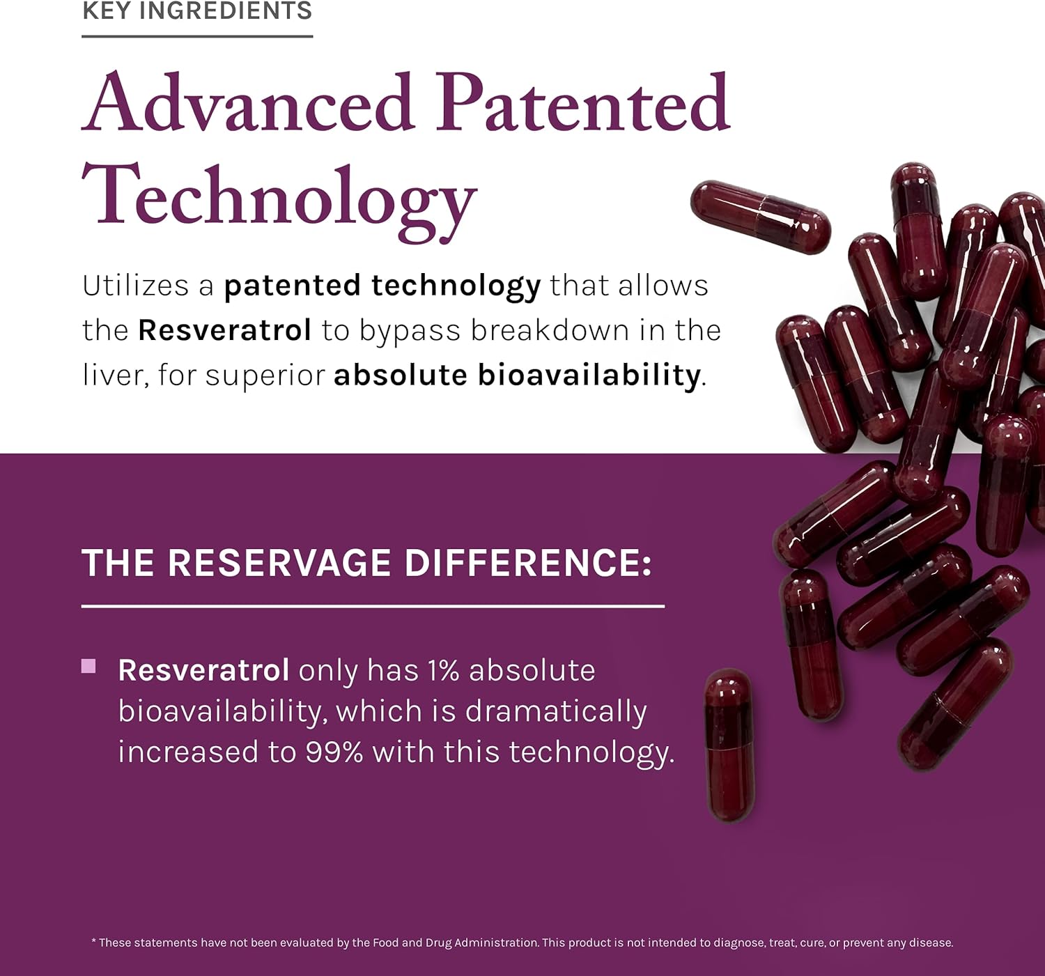 Reserveage Beauty Resveratrol Plus+ 1000 mg Capsules with Quercetin for Immune & Brain Health - Gluten-Free & Vegan - 30 Veggie Capsules